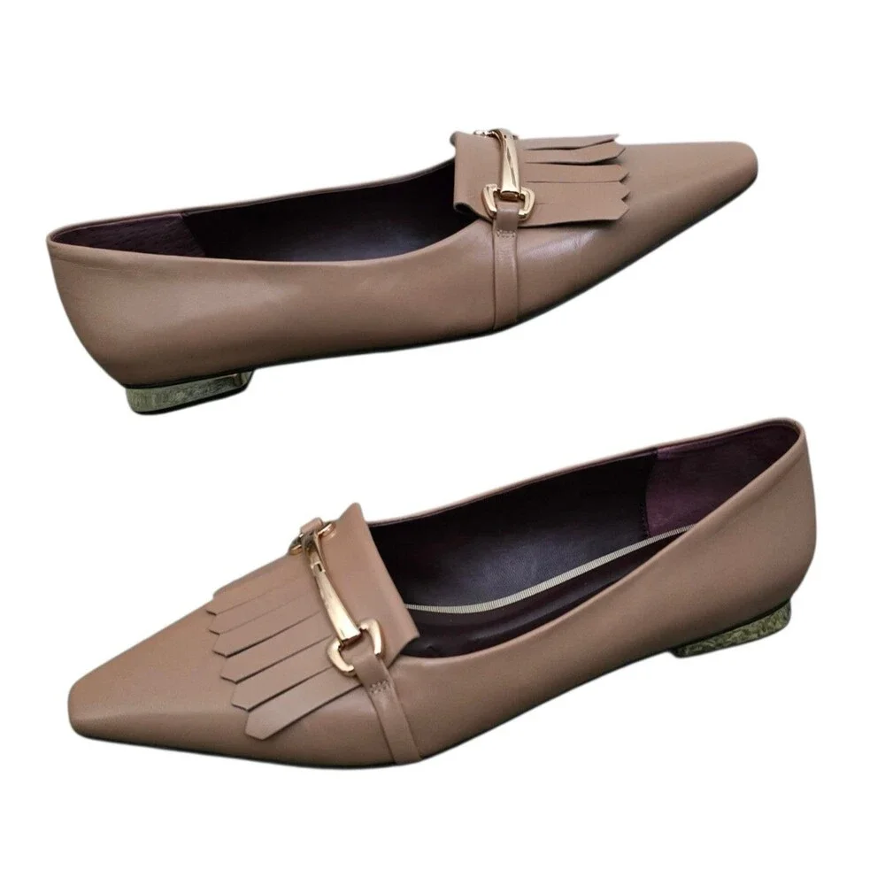 Franco Sarto Rina Womens Slip On Mocha Leather Flats Size 9M Pointed Toe
